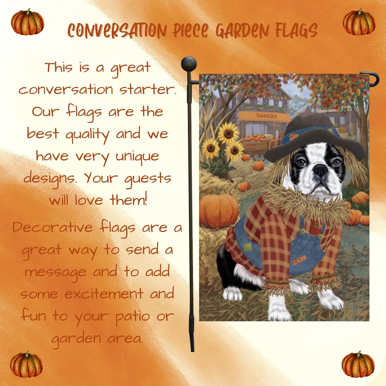 Boston Terrier Dog Welcome Thanksgiving Garden Flag for Autumn Thanksgiving Holiday Outdoor Decorations for Fall Maple Leaf Garden Decorative Yard Decorations 12 1/2"w x 18"h