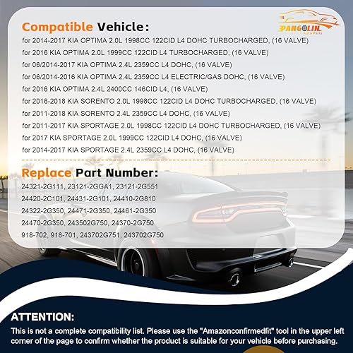 Miniatura 2 de PANGOLIN G4KJ Kit de cadena de distribución VVT piñón de engranaje para 2011-2019 para Hyundai Santa Fe Sonata Tucson 2.0L 2.4L G4KJ Turbo motor,