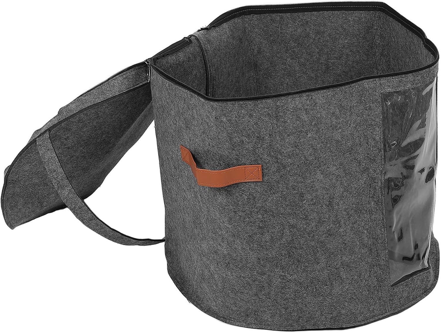 Hat Storage Box round Hat Organizer with Lid Dustproof Portable Travel Case for Women Gray 49x43cm