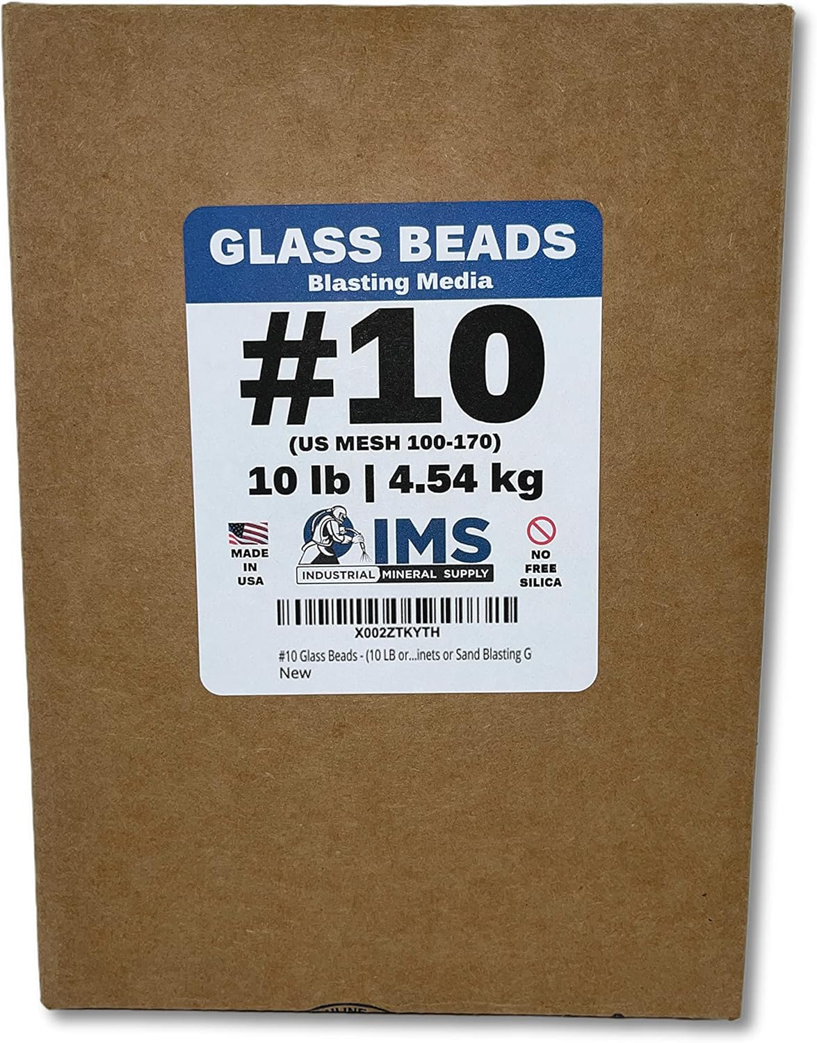 #10 glass beads - (10 lbs or 4.54 kg) - blasting abrasive media (fine) - 100-170 us mesh for blast cabinets or sand blasting guns