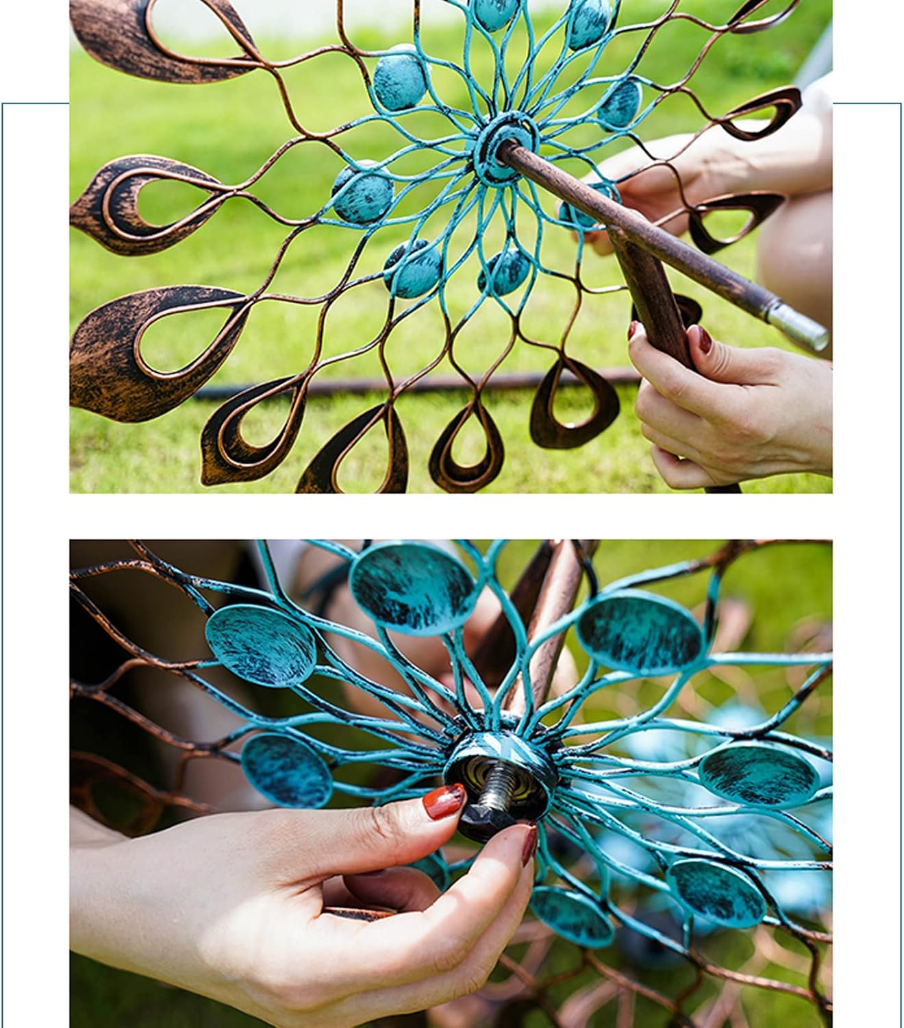 Large Metal Kinetic Wind Spinner, Double Windmill Spinner,Yard Art Spinner Wind Catchers,for Garden Outdoor Decor