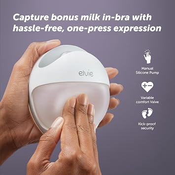 Elvie Curve - Manual Wearable Breast Pump - Hands-Free, Kick-Proof, Portable Silicone Pump that Can Be Worn in-Bra for Gentle, Natural Milk Expression - Breast Feeding Essentials