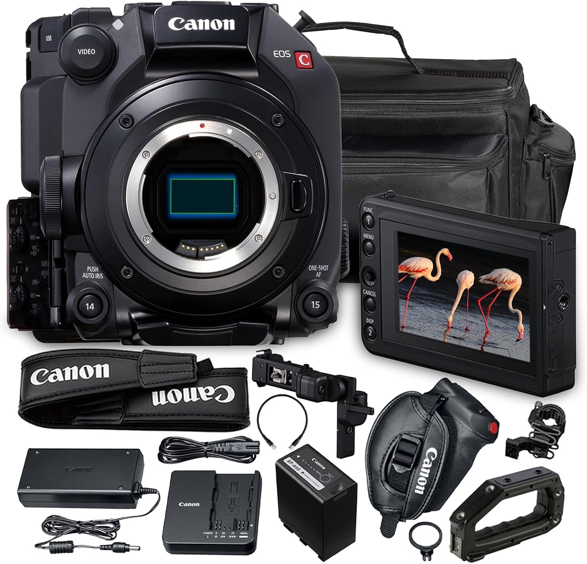 EOS C300 Mark III Digital Cinema Camera Body (EF Mount) Bundle | Super 35 DGO Sensor, 4K Cinema RAW Light, 16+ Stops DR & Advanced AF | Ideal for Film & Documentary (3044C002) + Camera Bag