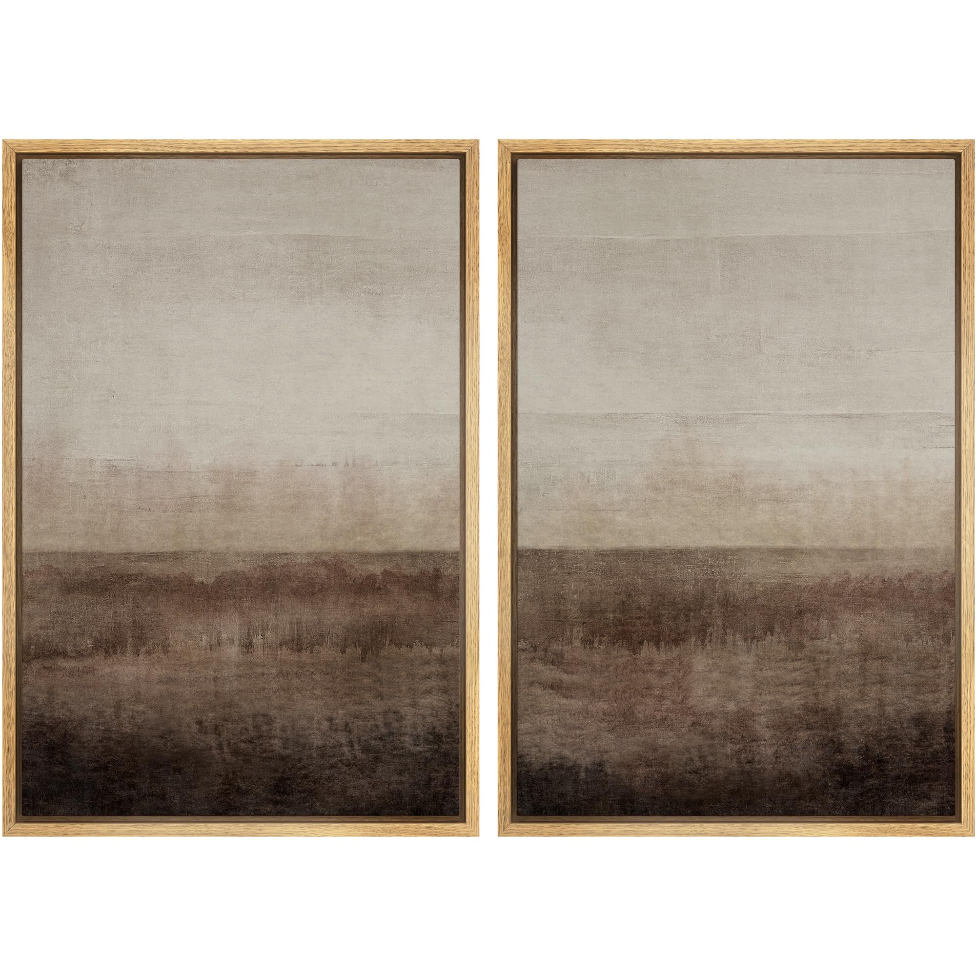 MUDECORFramed Canvas Print Wall Art Set Earthen Layers Abstract Earth Tone Illustrations Modern Art Decorative Bohemian Calm/Zen for Living Room, Bedroom, Office - 24"x36"x2 Natural