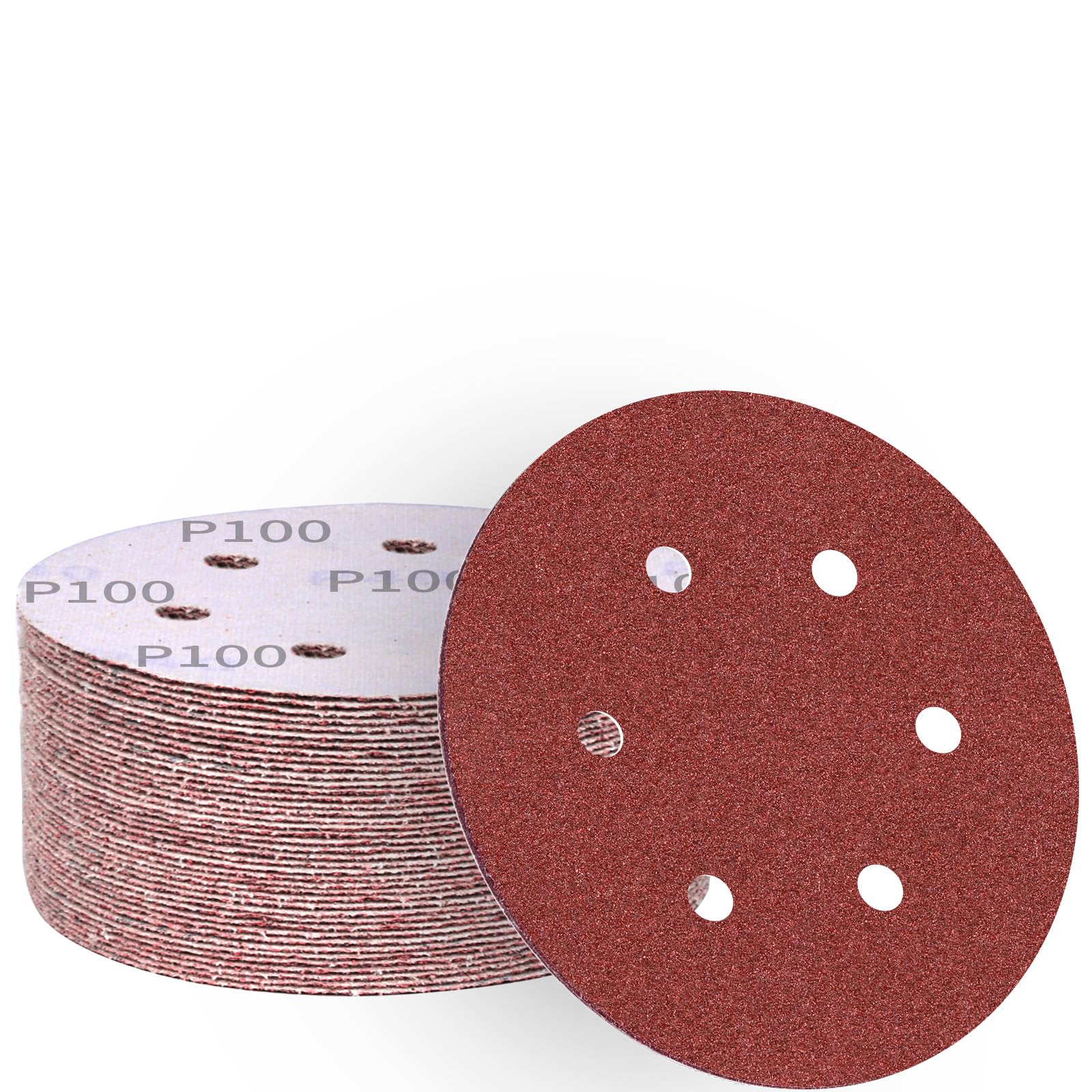 ALPXUXP Sandpaper 150 mm 100 Grit 6-Hole Sanding Discs Professional for Round Orbital Sanders (Pack of 50) — image 1