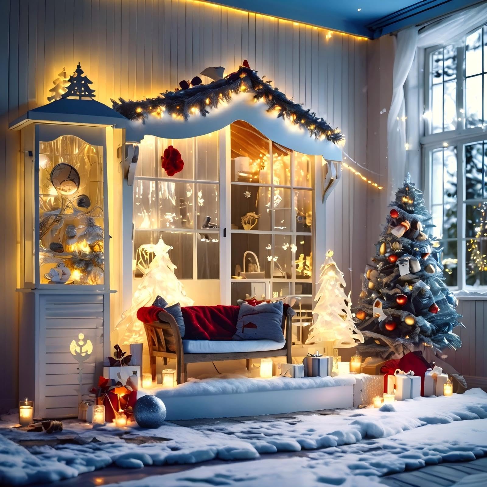 litren Catena Luminosa a Grappolo 500 LEDs 15.5M Luci Albero di Natale Luci Natale Esterno Interno IP65 con Telecomando, Spina, 8 Modalità, Timer Bianco Caldo Catena Luci Albero Natale Decorazioni