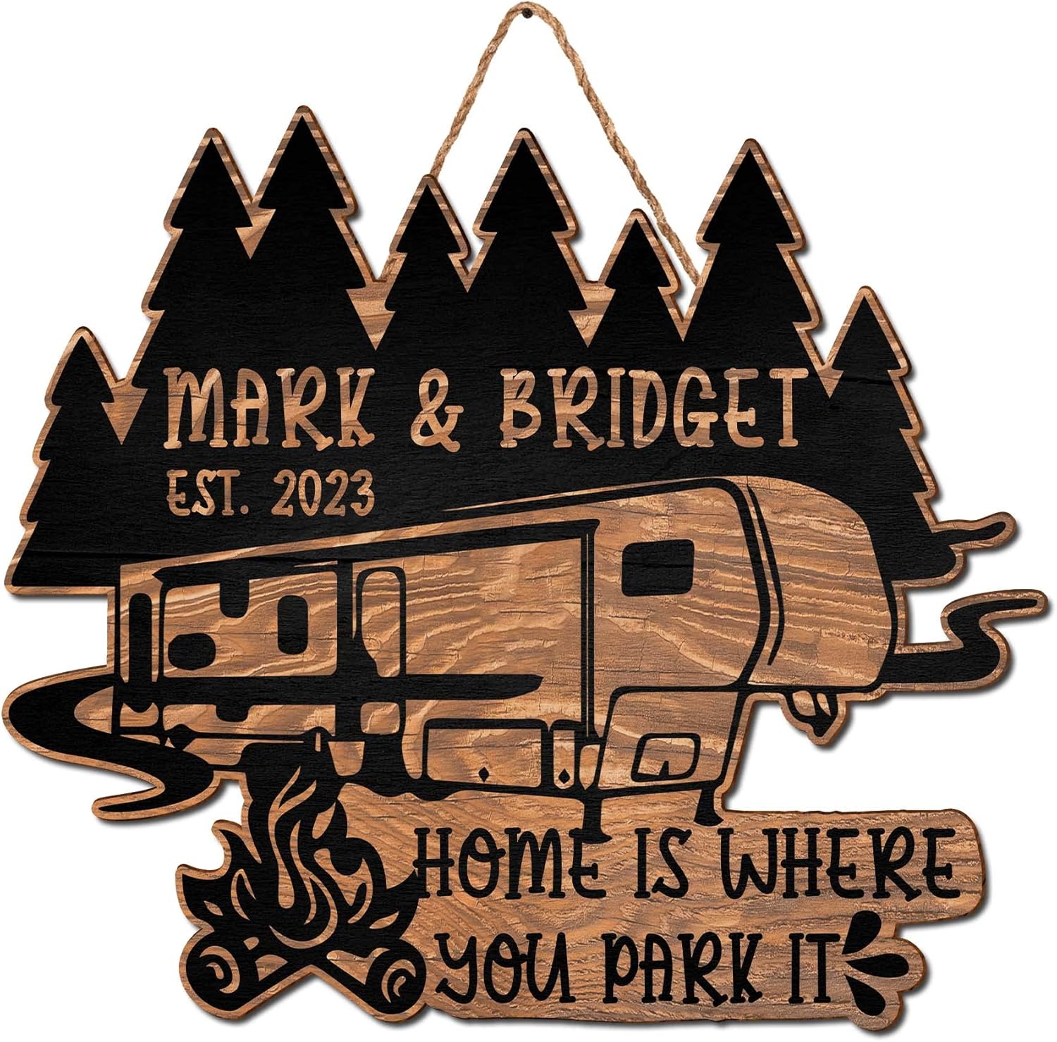 V VIBEPY All Over Printed, Personalized Camping Sign