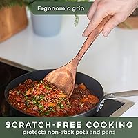 Vista 5 de WALDWERK Cucharas de madera para cocinar, juego de utensilios de cocina de 4 piezas con cucharas de madera de teca, espátula, servidor de pasta