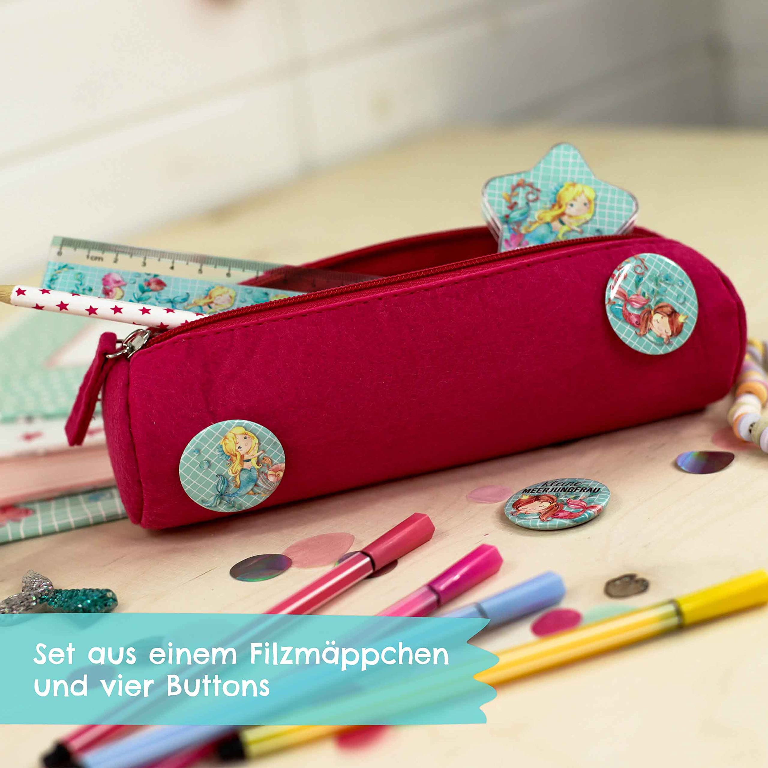 Pencil Case with 4 Buttons for Boys and Girls Felt Pencil Case in Blue - Image 2
