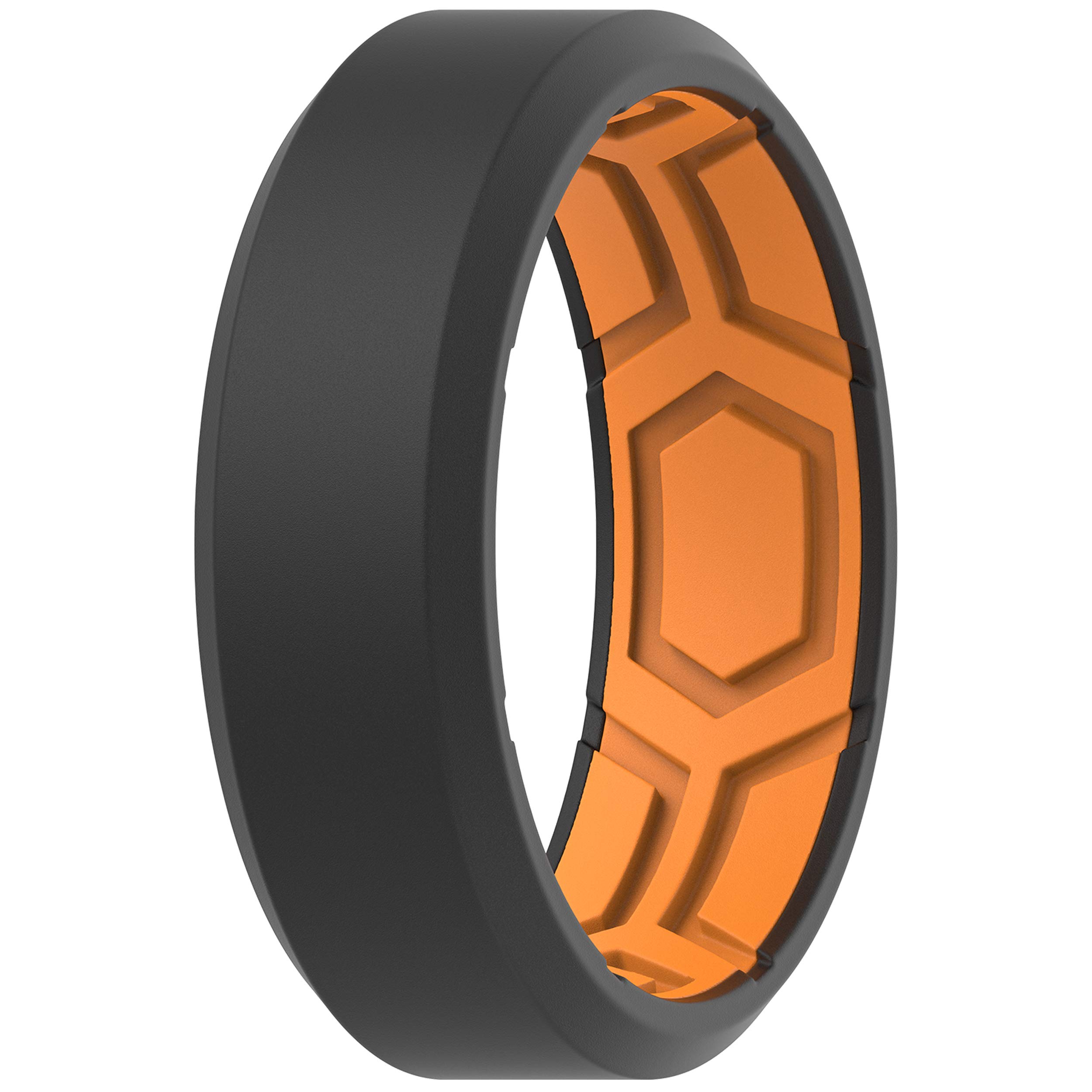 ThunderFitMen Breathable Air Grooves Silicone Wedding Ring Wedding Bands - 7 Rings / 4 Rings / 1 Ring, 8mm Wide, 2.4mm Thick