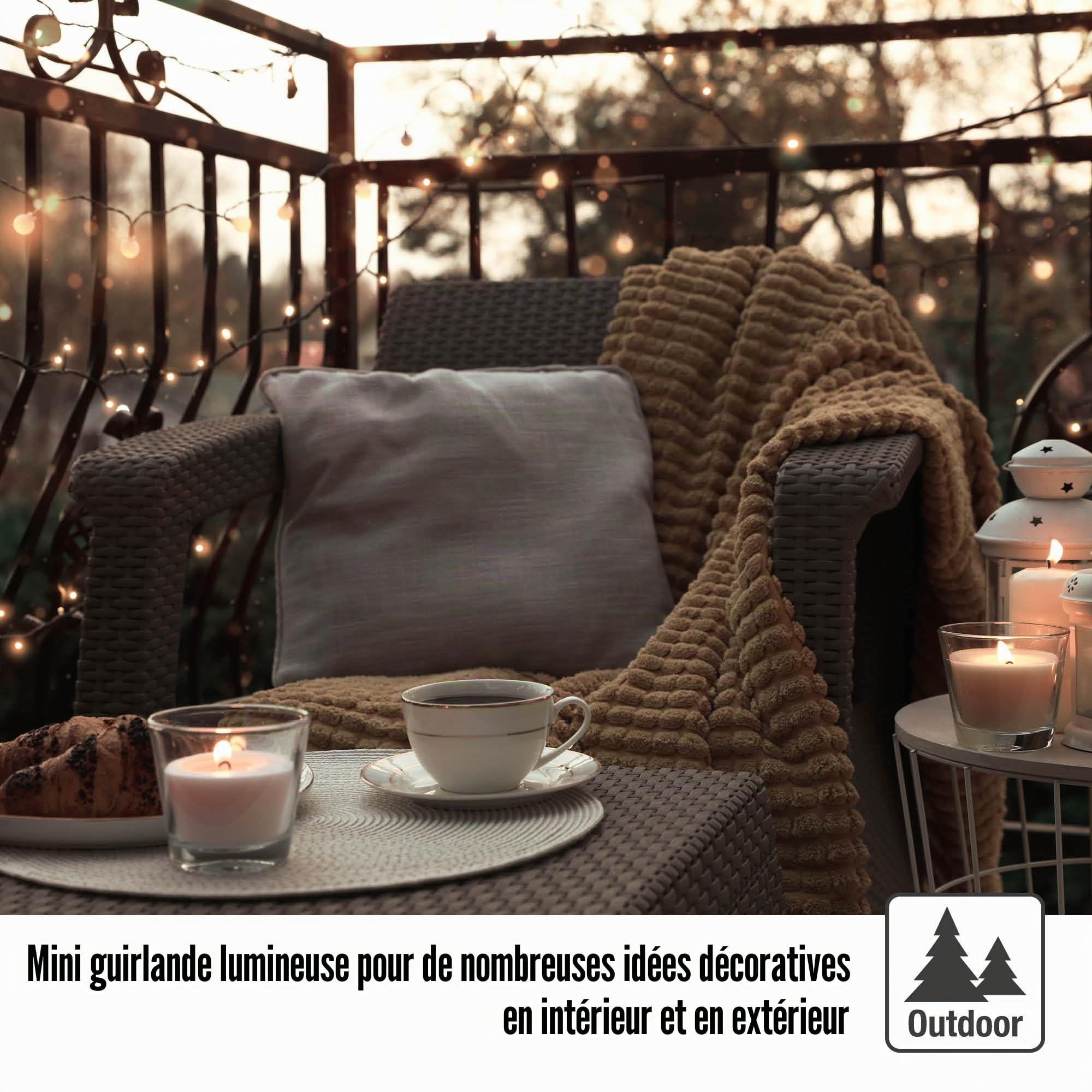 Hellum Guirlande lumineuse extérieure 800 LED blanc chaud, intérieure, guirlande lumineuse arbre de Noël, 15,98m < 59 lumens câble noir 151893