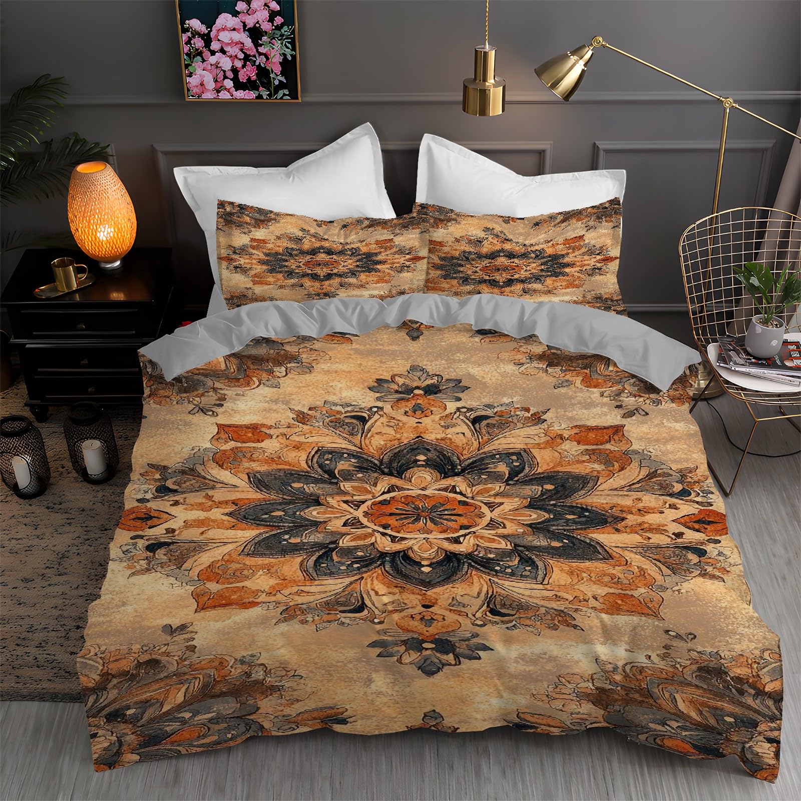 Housse de Couette 200x200 cm avec 2 taies d'oreiller pour lit double Nordico