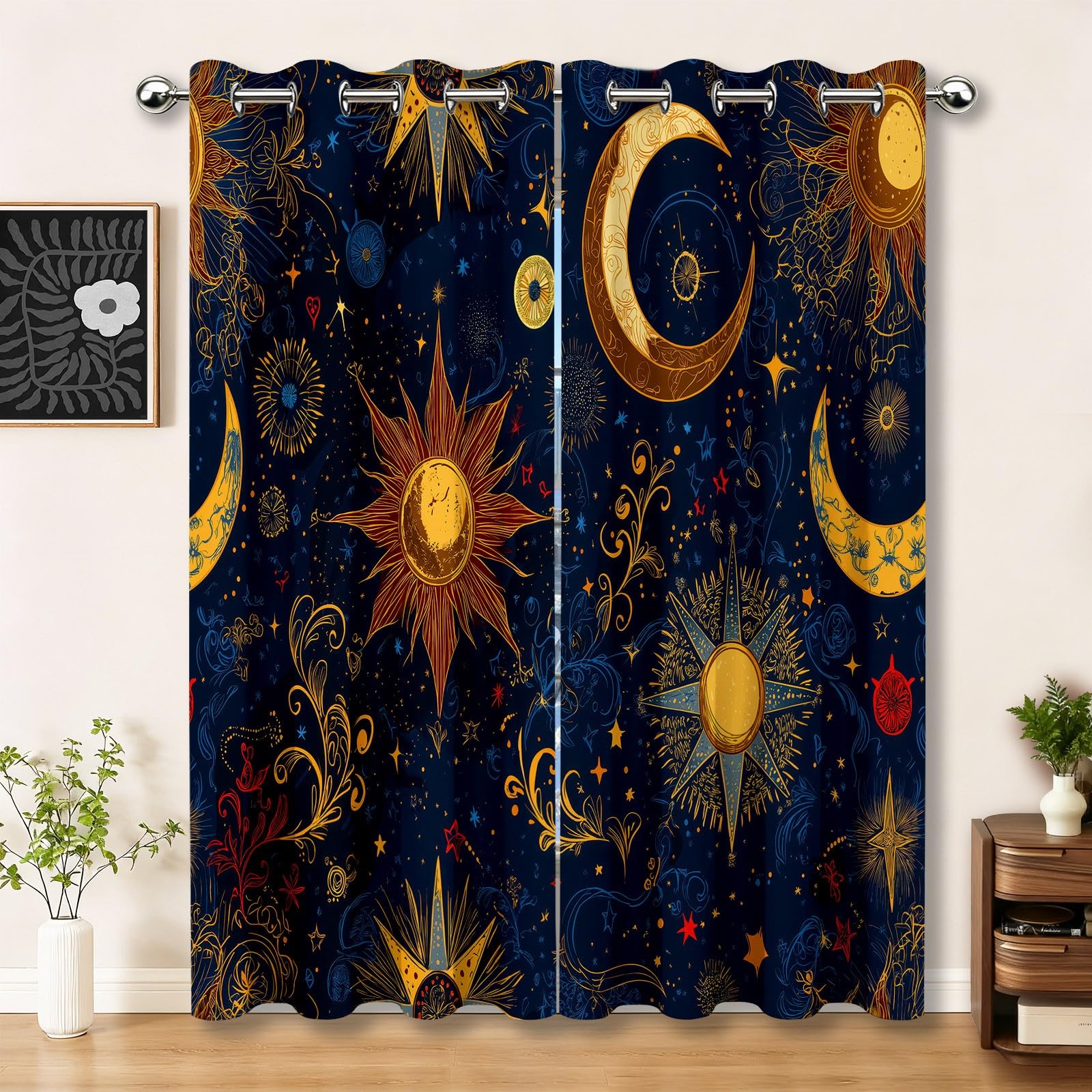 Rideau occultant bleu foncé 75x166 cm ciel étoilé lot de 2