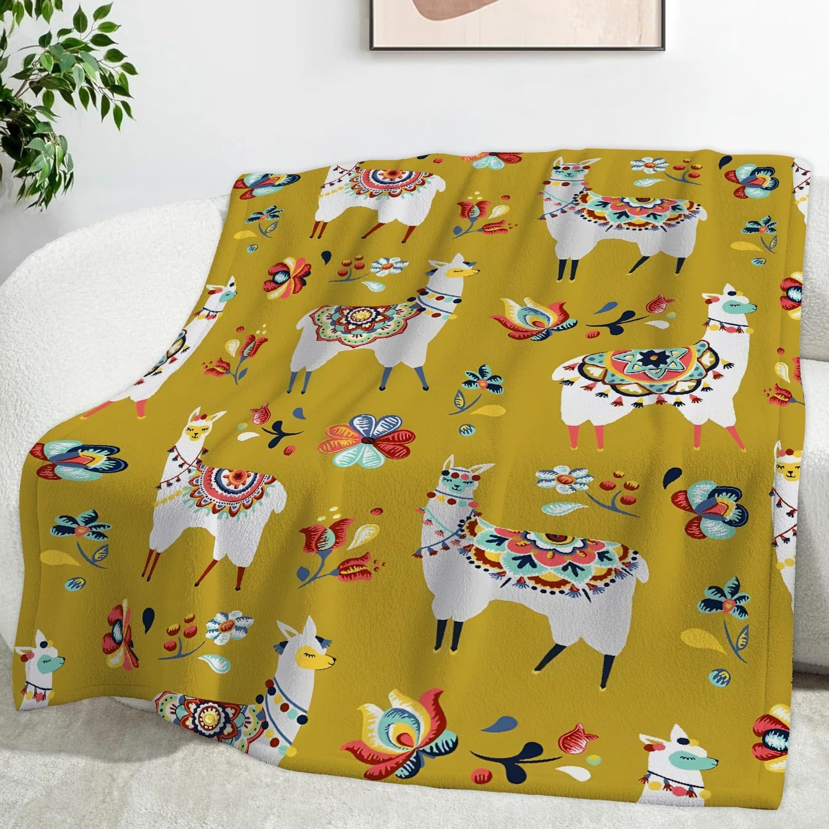 Kreskówka Wielbłąd Koce Alpaka Koc na łóżko pojedyncze Ciepły miękki koc na sofę, puszyste flanelowe koce 180 x 200 cm na wszystkie pory roku