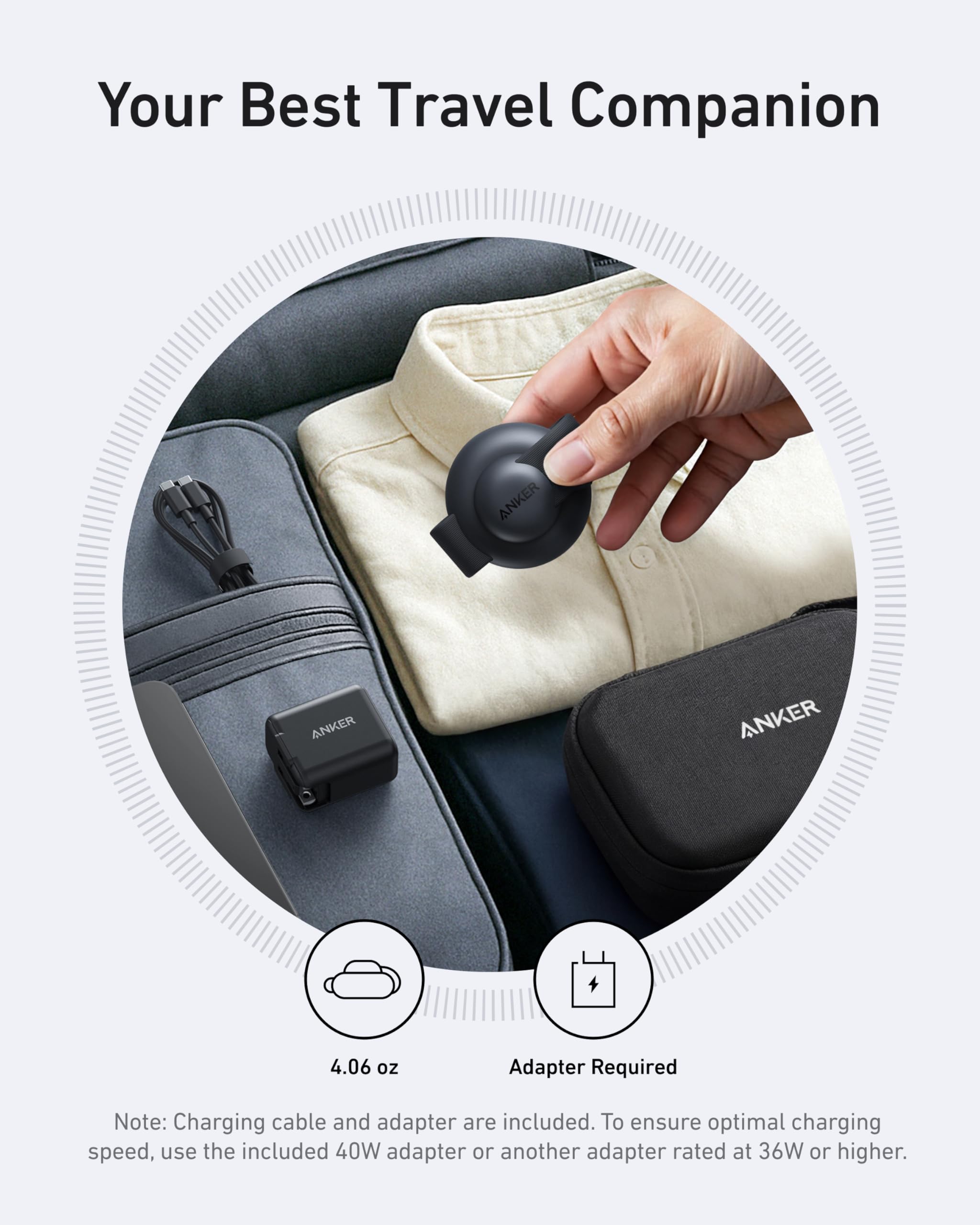 Anker MagSafe Compatible MagGo UFO 3-in-1 Charger, iPhone 17 Wireless Charging Station, 15W Qi2 Certified, Foldable Travel Charging Pad, for iPhone 17/16/15/14, AirPods, Apple Watch (Not a Power Bank): Black Stone With Travel Case & Adapter