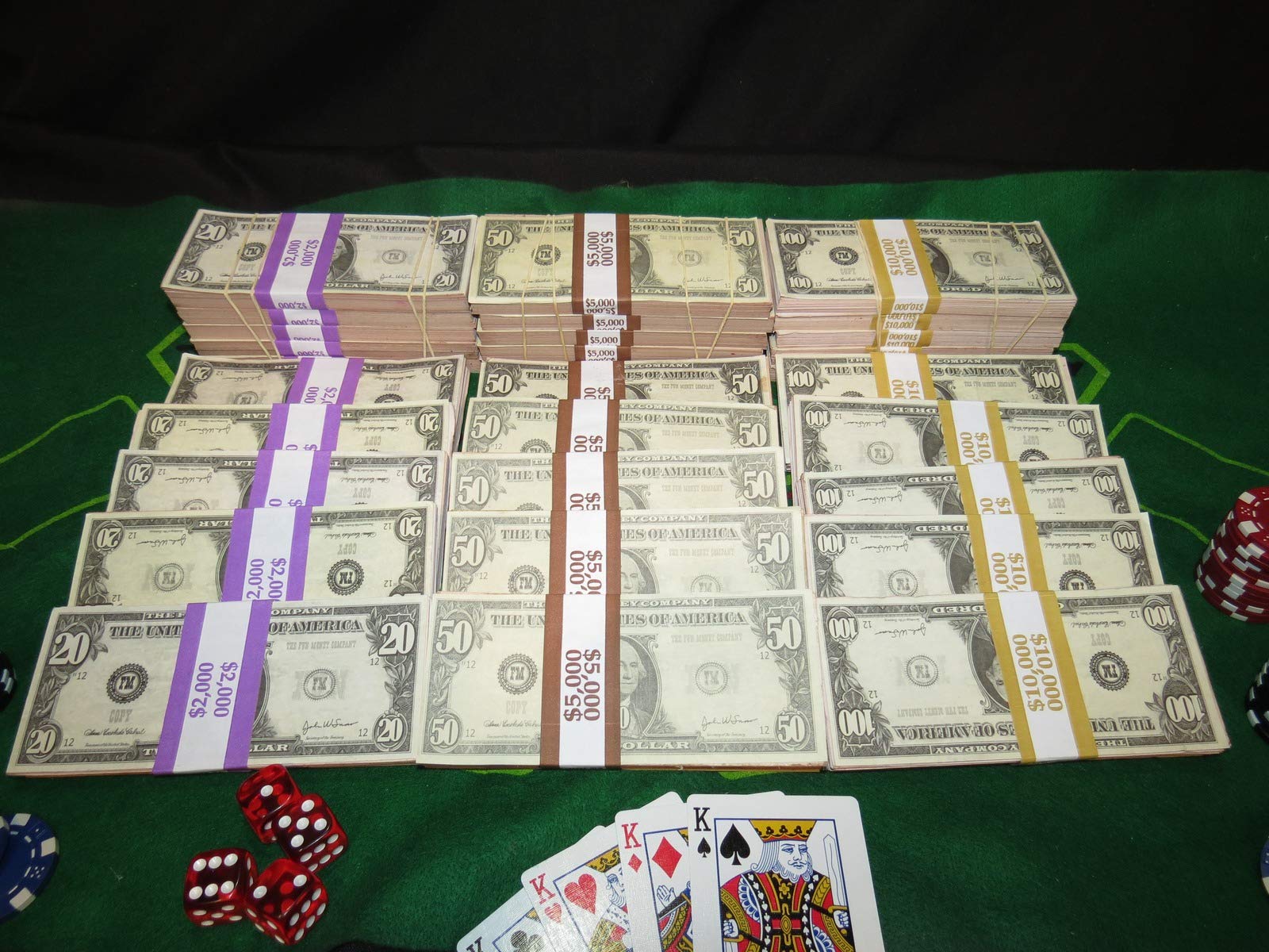 Prop Money Filler Packs Casino Pack 10 x $100k 10x $10K 10x $5K 10x $2K Cash Bag