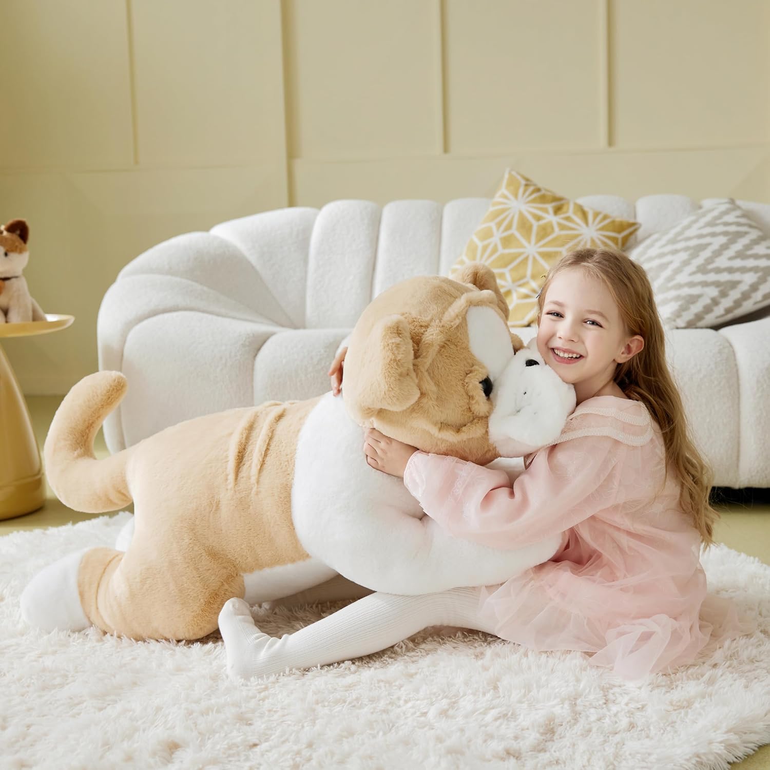 IKASA Giant Bulldog Dog Stuffed Animal Plush Toy,Big Large Jumbo Soft Toys,30" Cute Huge Size Fluffy Plushy Fat Plushie,Gifts for Kids