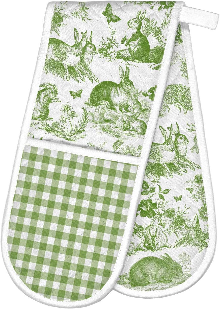 Michel Design Works Double Oven Glove, Bunny Toile