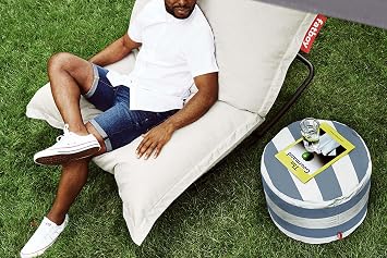 Fatboy Point Outdoor Pouf Ottoman, Stripe Ocean Blue