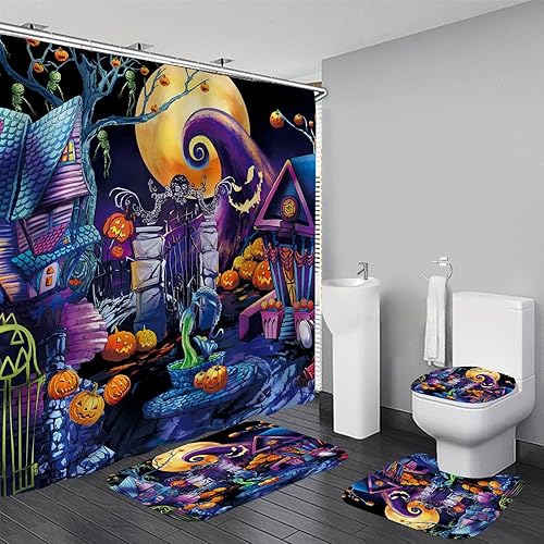 Miniatura 14 de Yizheer Juego de cortinas de ducha geométricas rojas con alfombras antideslizantes, cubierta de tapa de inodoro y tapete de baño, juego