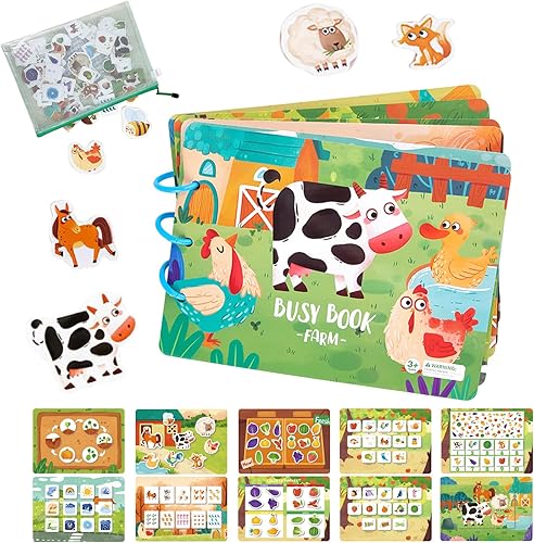 DINSLIA Libro ocupado para niños pequeños Juguetes Montessori de bricolaje para niños de 3, 4, 5, 6 años, actividades de aprendizaje preescolar,