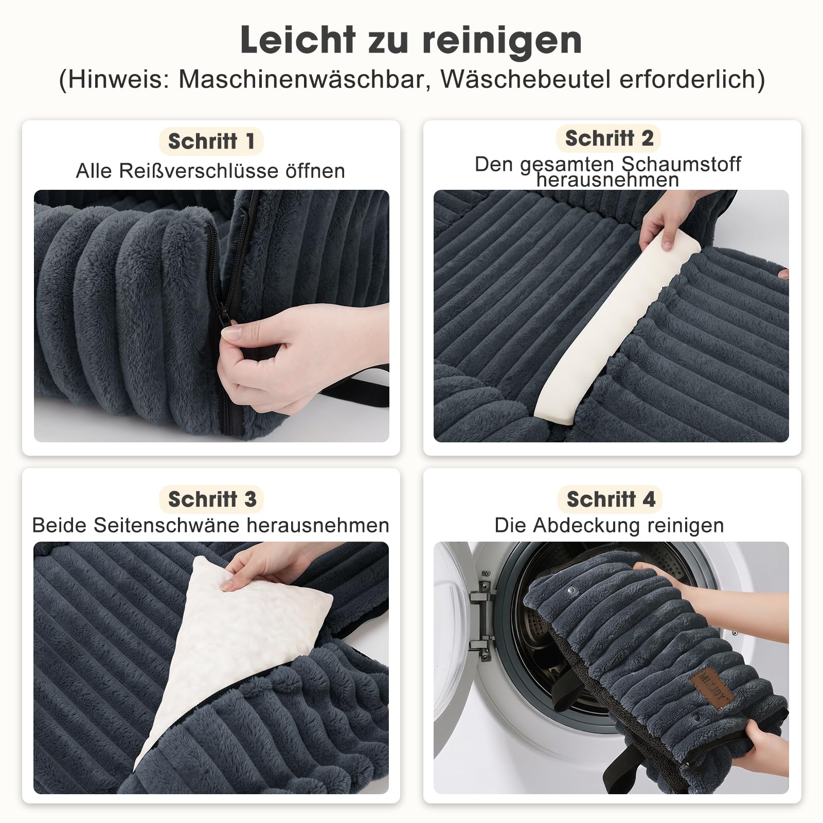 MIXJOY Siège Auto pour Chien, Amovible, pour Chiens de Petite à Moyenne Taille, Laisse Lavable, Rembourrage en Mousse à mémoire de Forme, pour siège arrière et siège Avant, Gris