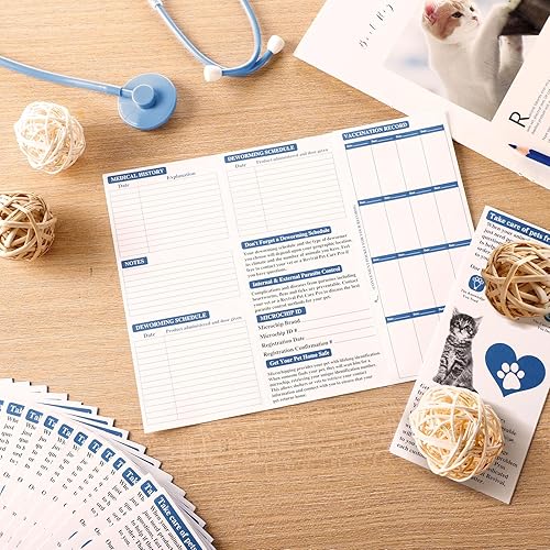 25 Pcs Cat Health Records Cat Vaccine Record Book Kitten Vaccination Record Card Foldable Cat Vaccines Shot Record Kitten Health Record Booklet for Cat Nursing Supplies