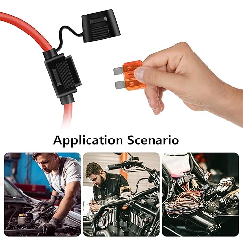 Miniatura 8 de MulWark Paquete de 2 cables marinos de cobre estañado de calibre 10, impermeables, IP67, portafusibles en línea, relé de bloque de fusibles de hoja