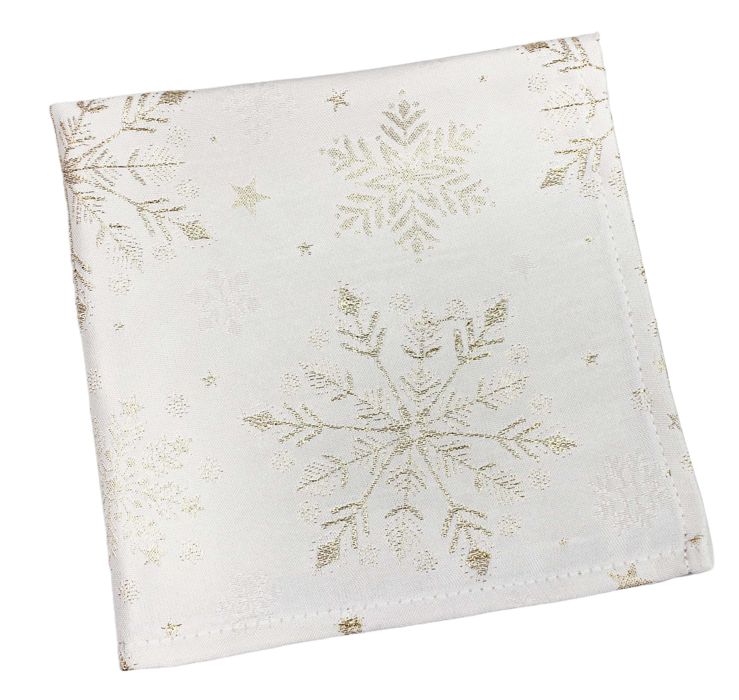 Peggy Wilkins Champagne/Gold Snow Fall Christmas Snowflake Jacquard Napkin - 45Cm X 45Cm