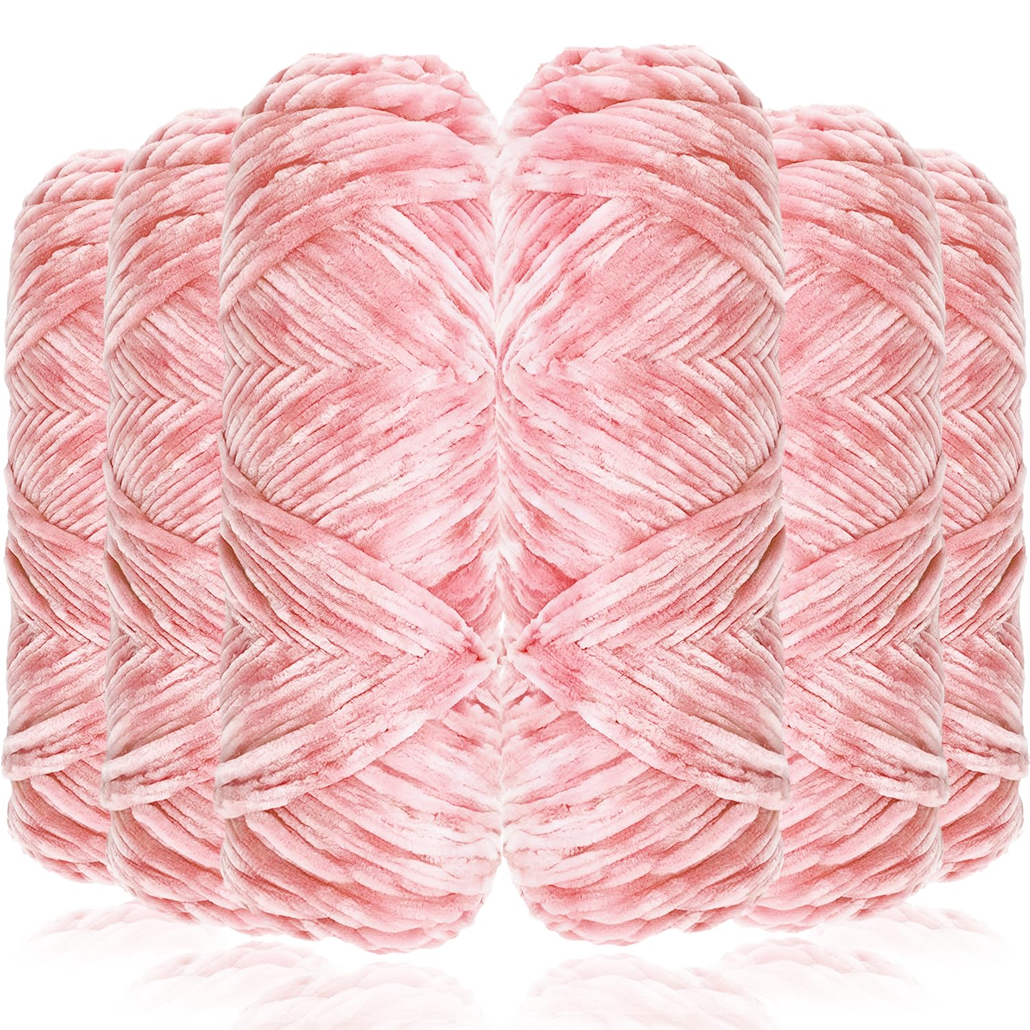Exquilnova 6 Pack Chunky Yarn for Hand Knitting,Multiple Colors Chenille Yarn for Knitting & Crochet,Soft Chunky Wool for Blankets,Cushion,Scarves,Pet Beds,Bags,Hats,Sweaters(Flesh Pink)