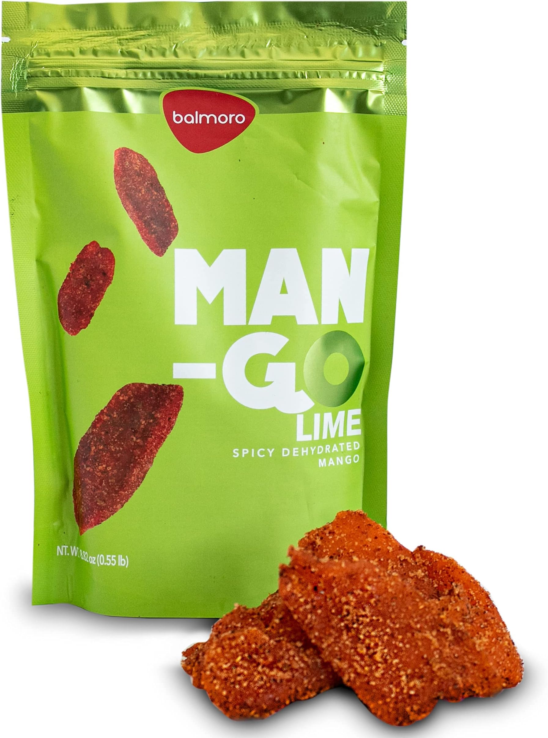 Balmoro Lime Spicy Dehydrated Mango (8.8 oz) - Lime Spicy Dehydrated Mango Fruit Slices - Chili Mango Dried Fruit - Dried Mango with Chili