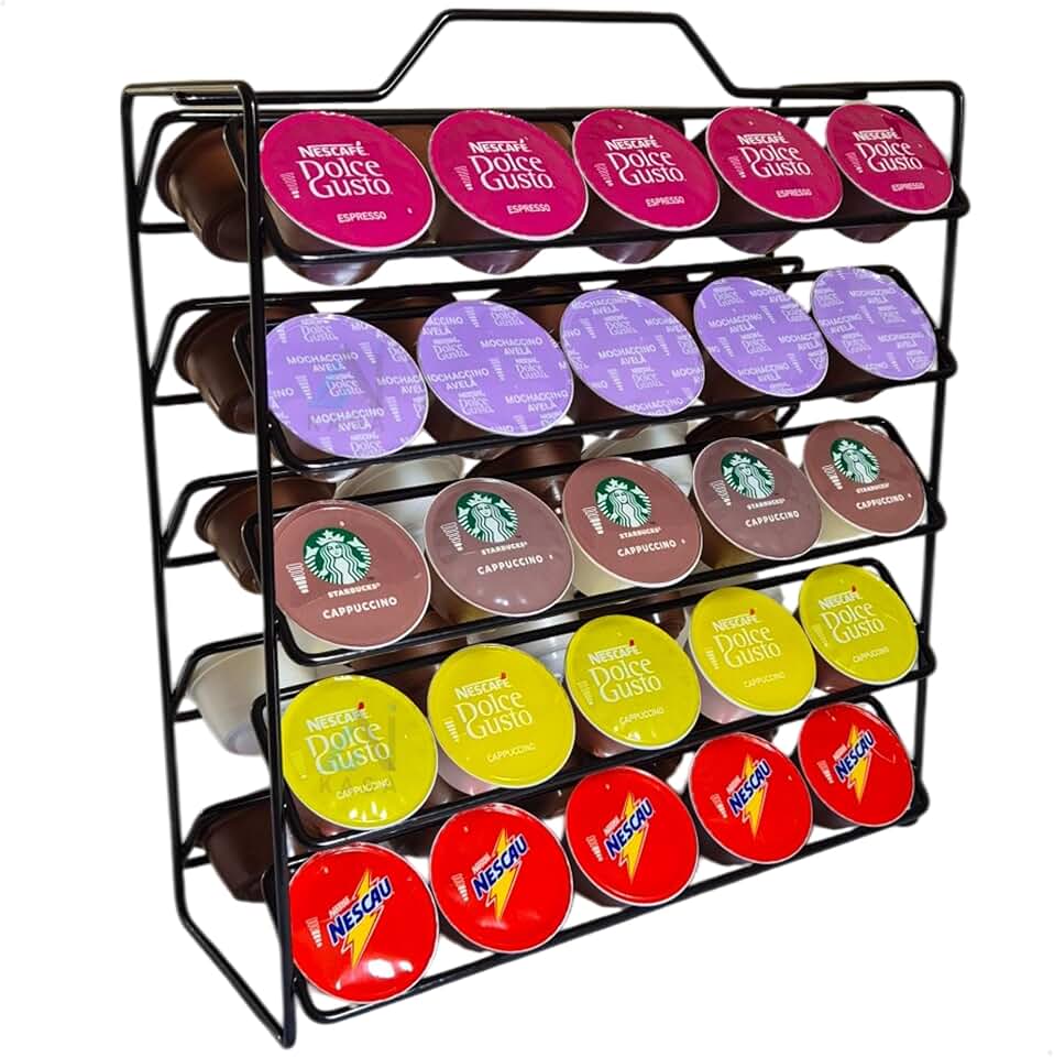 Suporte Porta 50 Capsulas Organizador Cantinho do Cafe Compatível Com Nescafe Dolce Gusto (Preto)