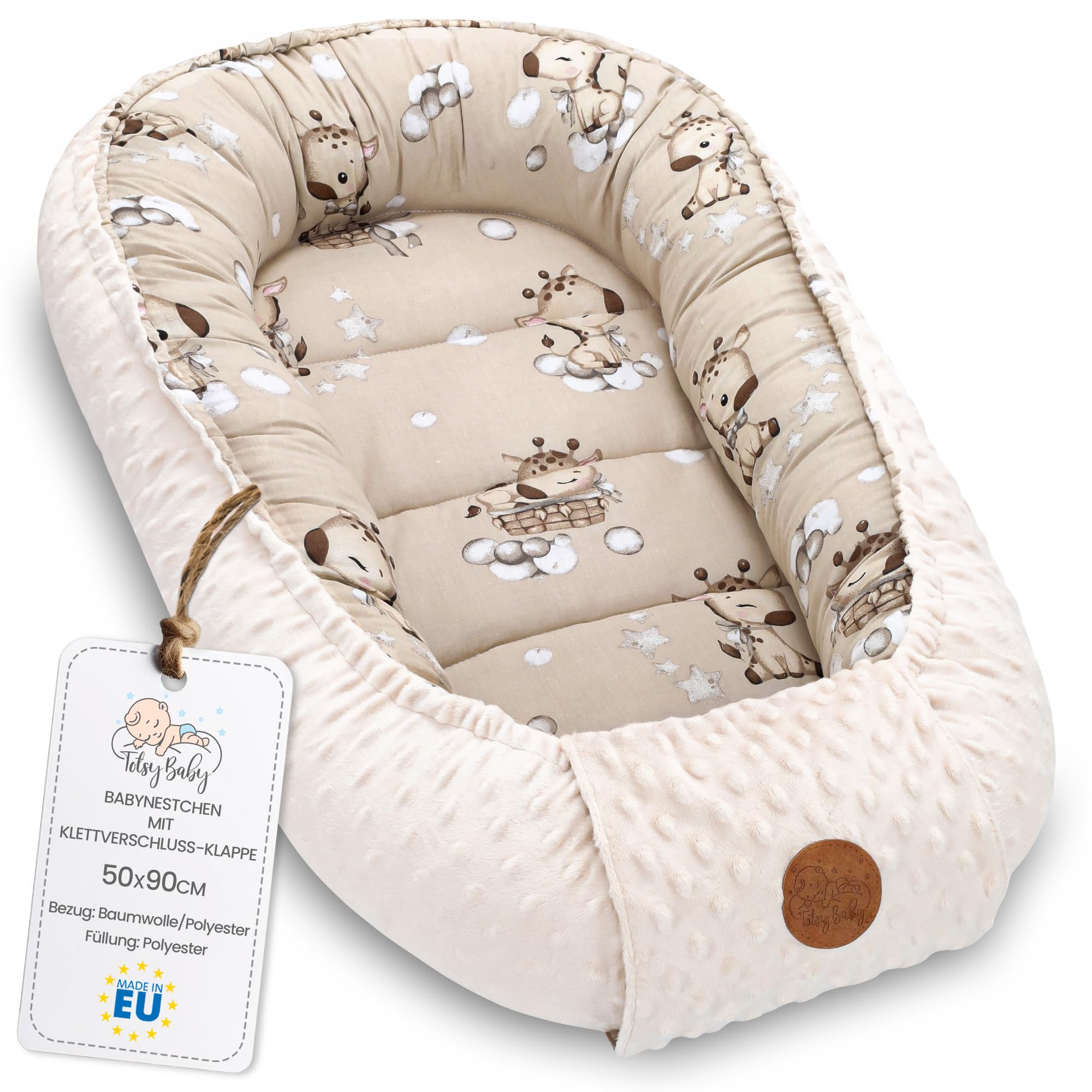 Riduttore lettino neonato - 90x50 cm nido culla pod cocoonababy babynest antisoffoco per bambina e bambino baby nest per neonati Giraffe