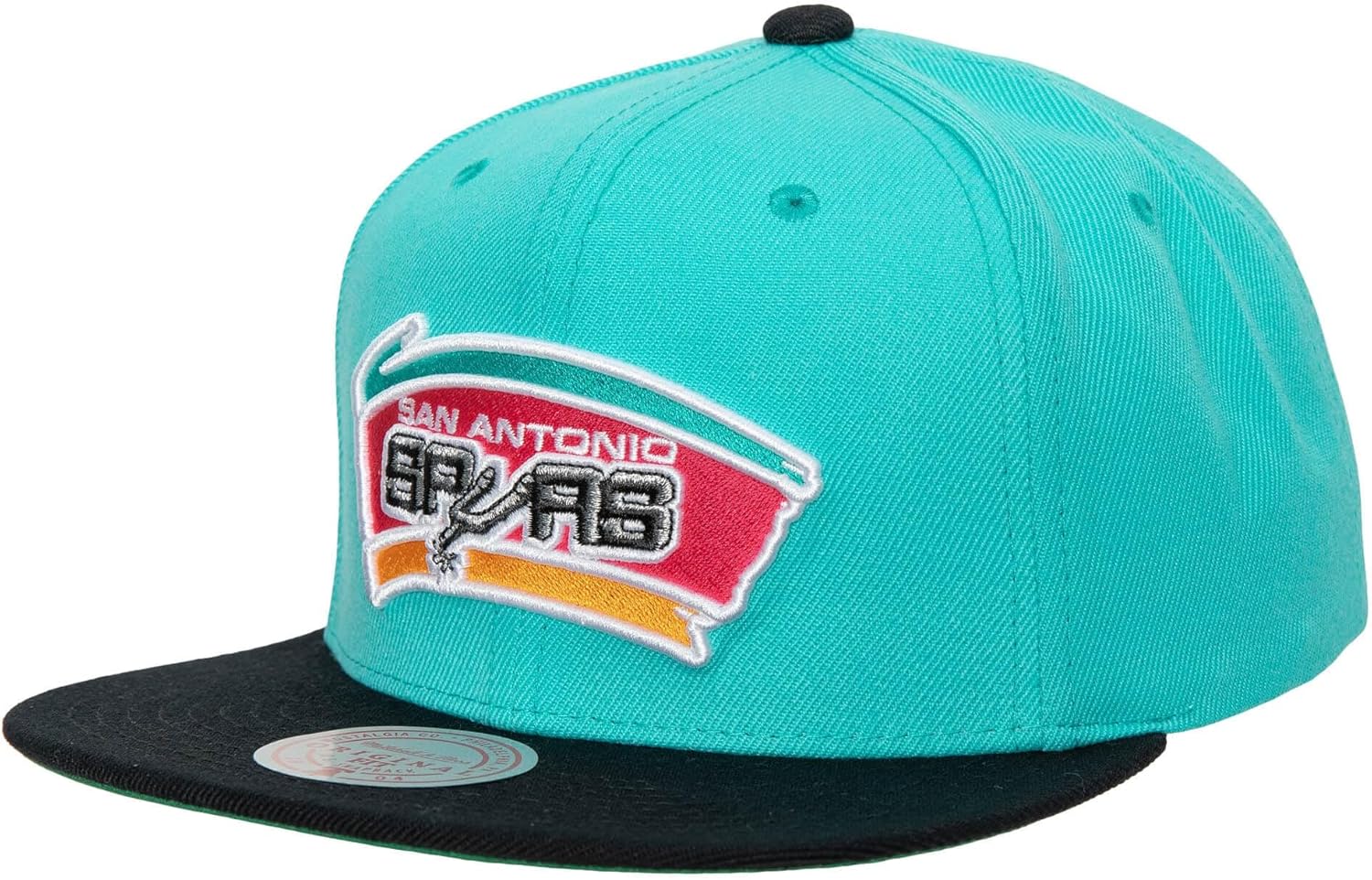 Mitchell & Ness San Antonio Spurs NBA Team 2-Tone 2.0 HWC Snapback Hat Cap Turquoise