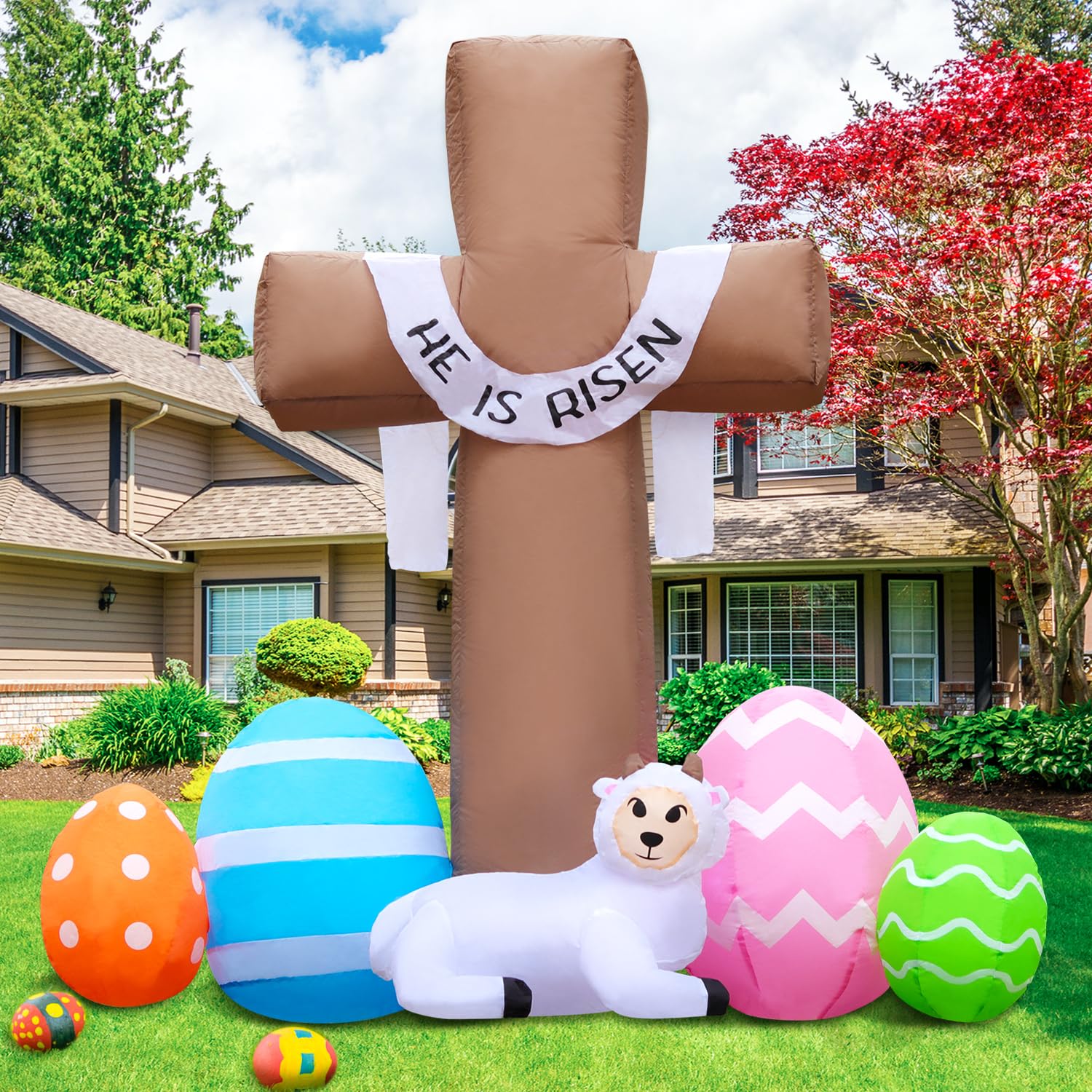 Lapin gonflable de Pâques extérieur décoratif avec LED pour pelouse et terrasse