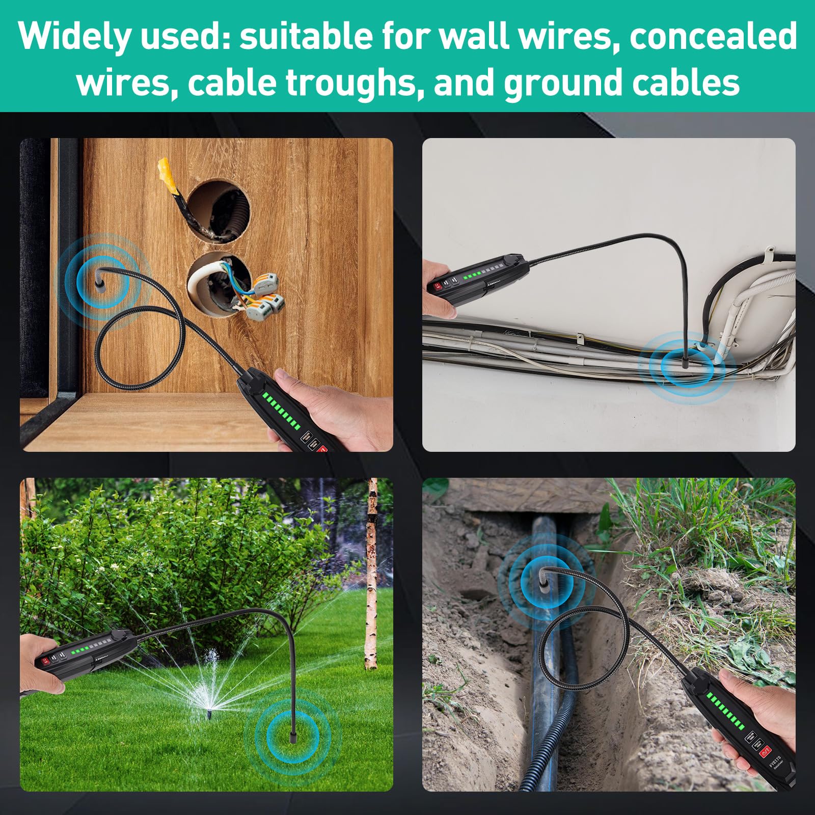 Localisateur de câble souterrain, distance de détection de ligne numérique 2 mètres, détecteur de rupture de traçage, pour circuits électriques, conduites, enclos pour chiens, câbles enterrés