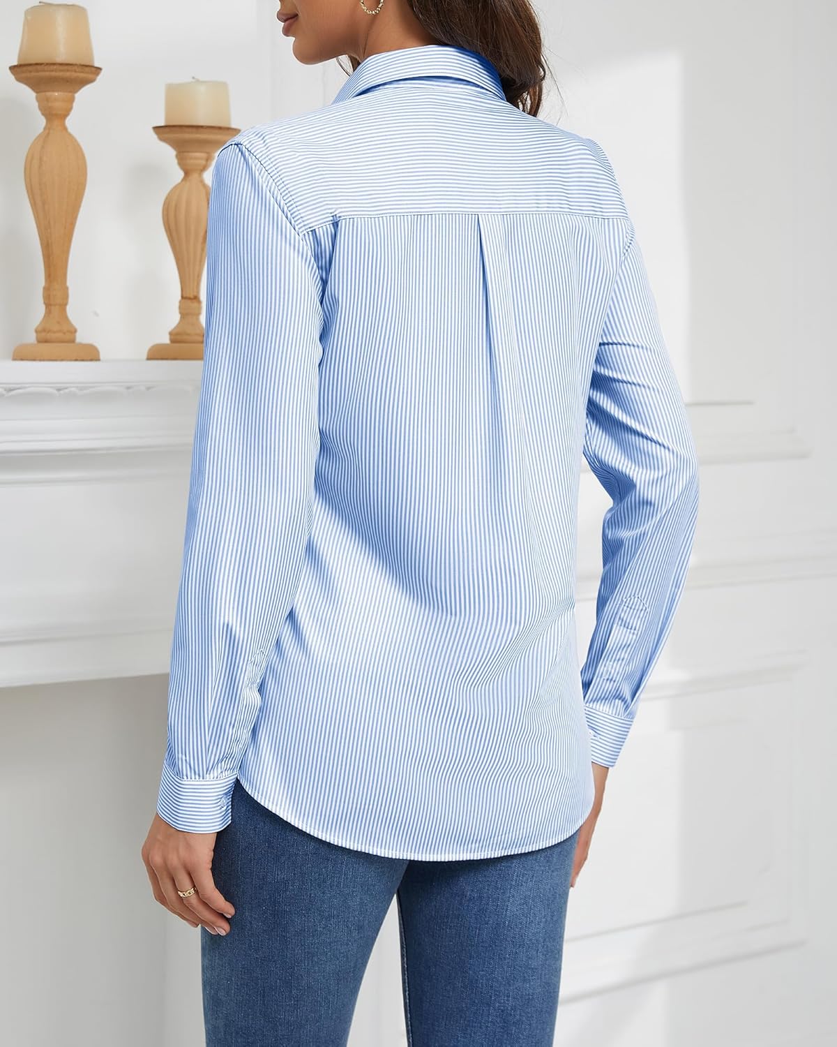 Wrinkle Free Womens Button Down Shirts for Women Long Sleeve Stretch Business Office Formal Work Blouses Tops - Image 4