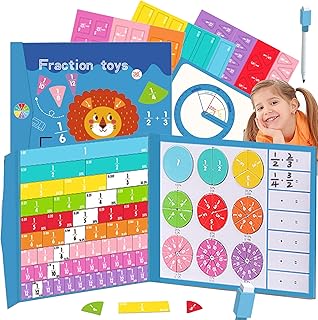 SQAQS Fraction Manipulativas, Hay Ayudas Didácticas para el ángulo de Actividad de 360 °, Manipuladores Matemáticos Magnéticos, Magnetic Fraction Educational Puzzle, Montessori Magnetic Book