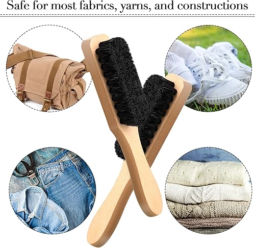 Miniatura 7 de 3 piezas de cepillo de manchas de lavandería cepillo de cerdas suaves muebles de terciopelo con mango de madera herramienta de manchas para limpieza