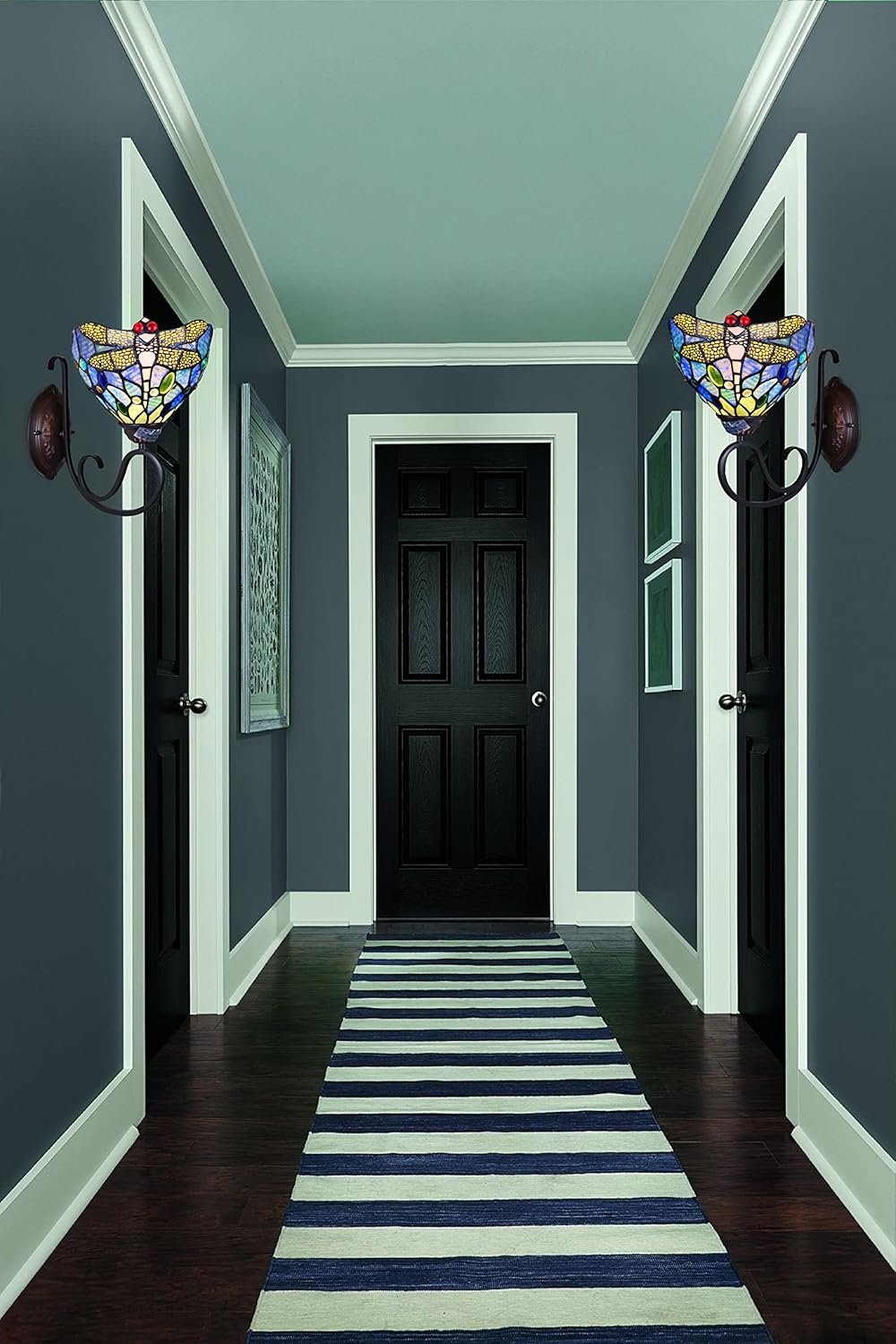 Chloe Lighting SUNNIVA Dragonfly Tiffany-Style Dark Bronze 1 Light Wall Sconce 8" Wide