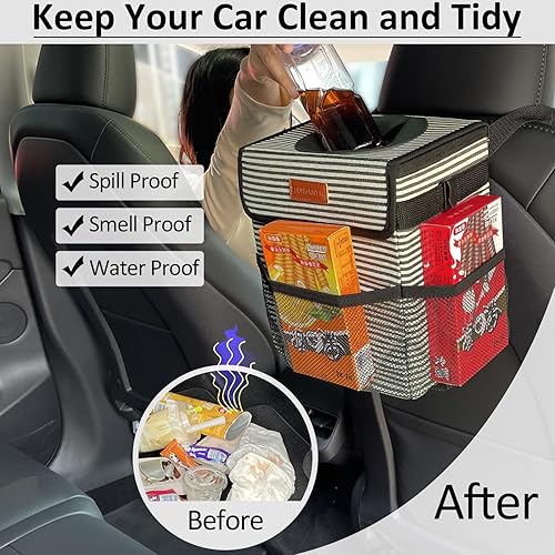 Miniatura 2 de ELONGRIVER Cubo de basura para el asiento trasero del automóvil, a prueba de fugas, bonita bolsa de basura para colgar del automóvil, bote de basura
