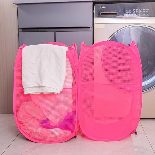 Miniatura 9 de Cesta plegable de malla para lavandería, cesta de lavandería desplegable, fácil almacenamiento, ideal para uso doméstico y de viaje (2 gris oscuro)