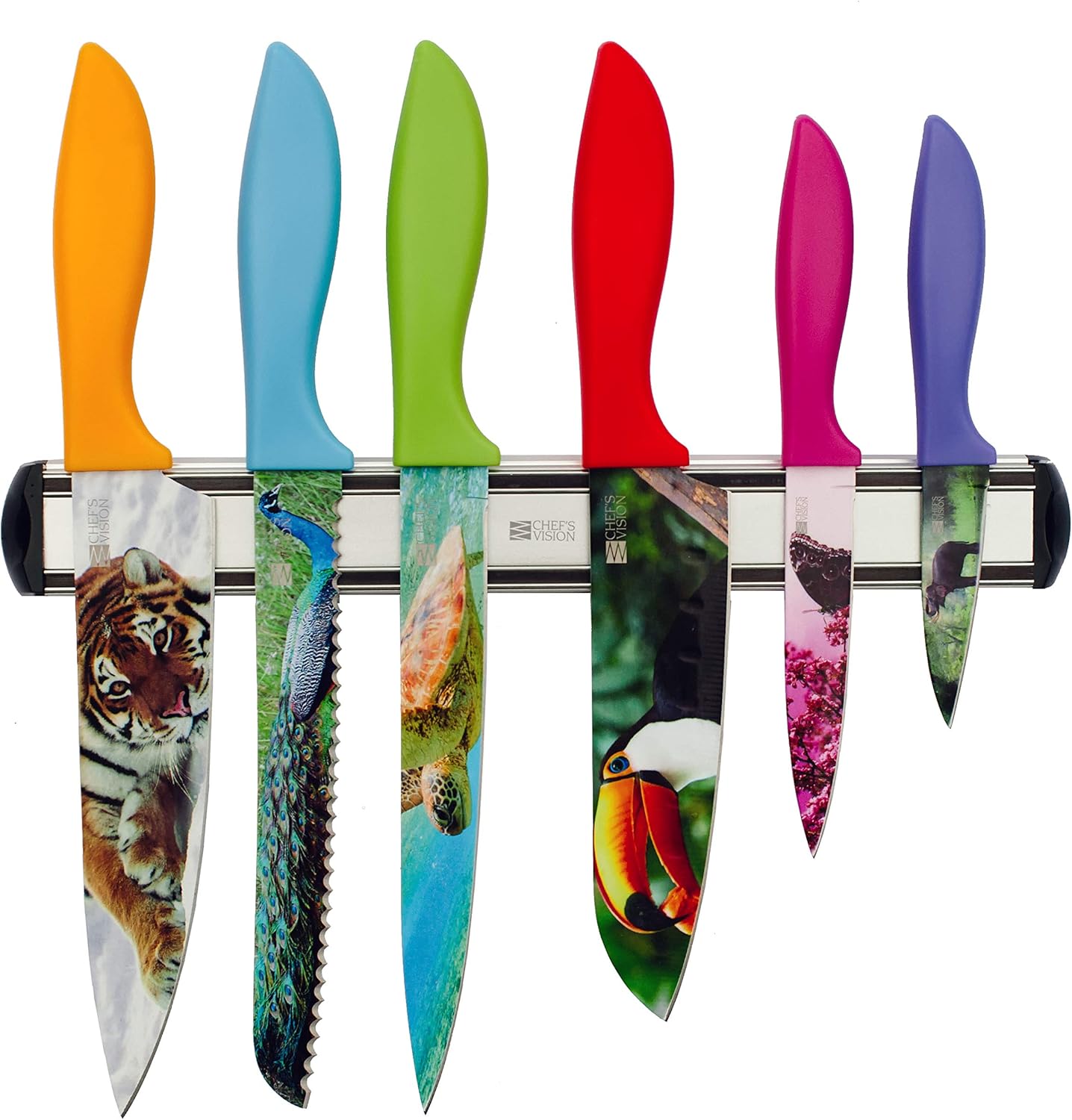 CHEF'S VISION Wildlife Knife Set Bundle With BEHOLD Wall
