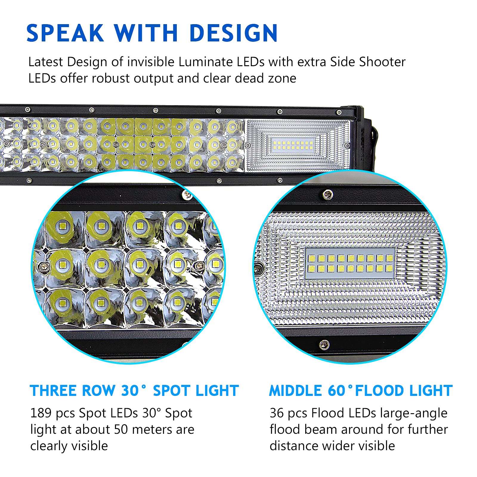 Willpower Barre LED Incurvée 52'' 675W Triple Rangée – 12V/24V Étanche IP67, Faisceau Spot+Flood, Projecteur Ultra Puissant Pour 4x4, Camion, Tracteur, Bateau