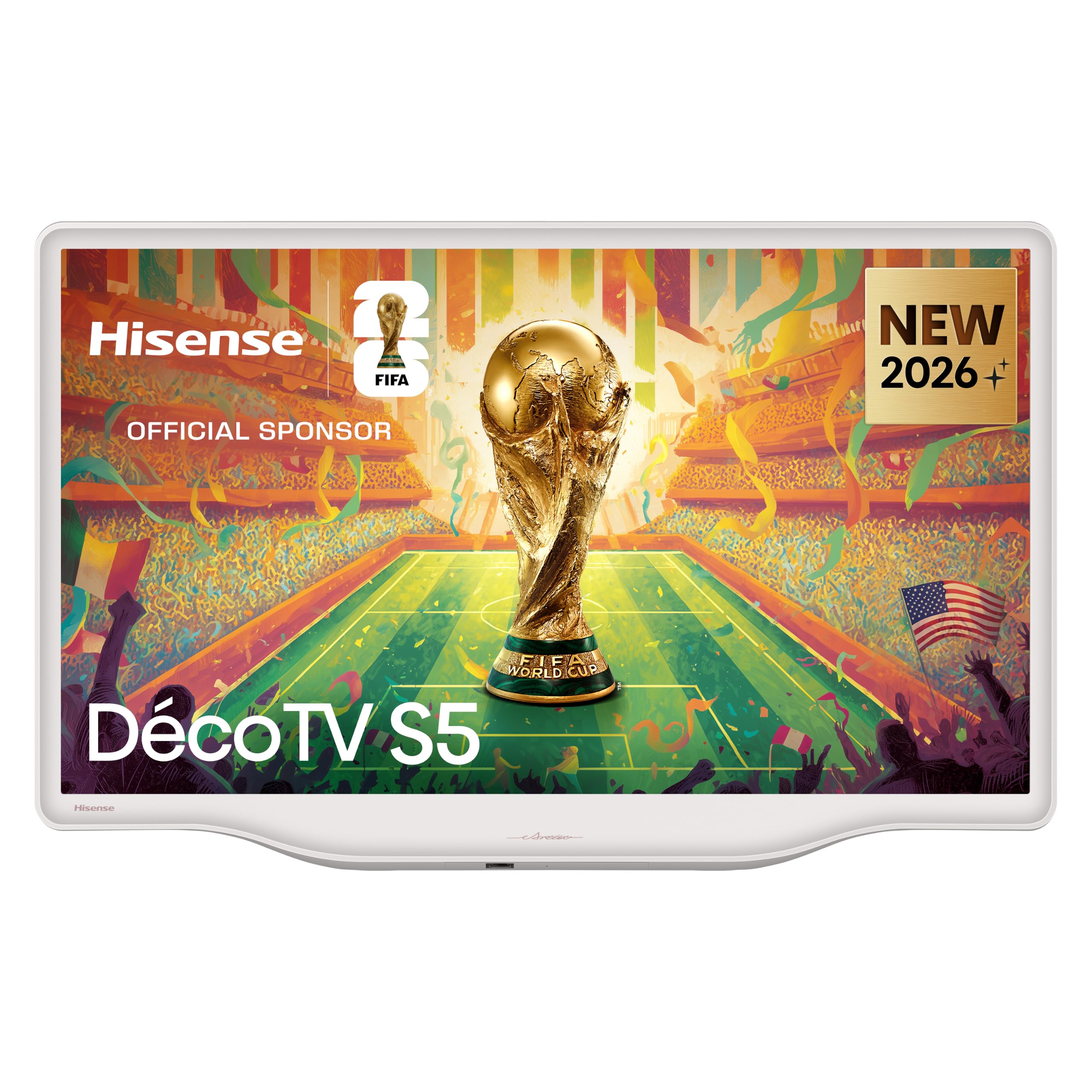 Hisense 43" Deco 43S5QTUK Hi-QLED Ultra HD AI Smart TV with Freely, Netflix, Disney+ and YouTube - Art-Inspired Design, Hi-QLED Colour, Dolby Atmos, Art Gallery, Fluid Central Stand, AI 4K Upscaler