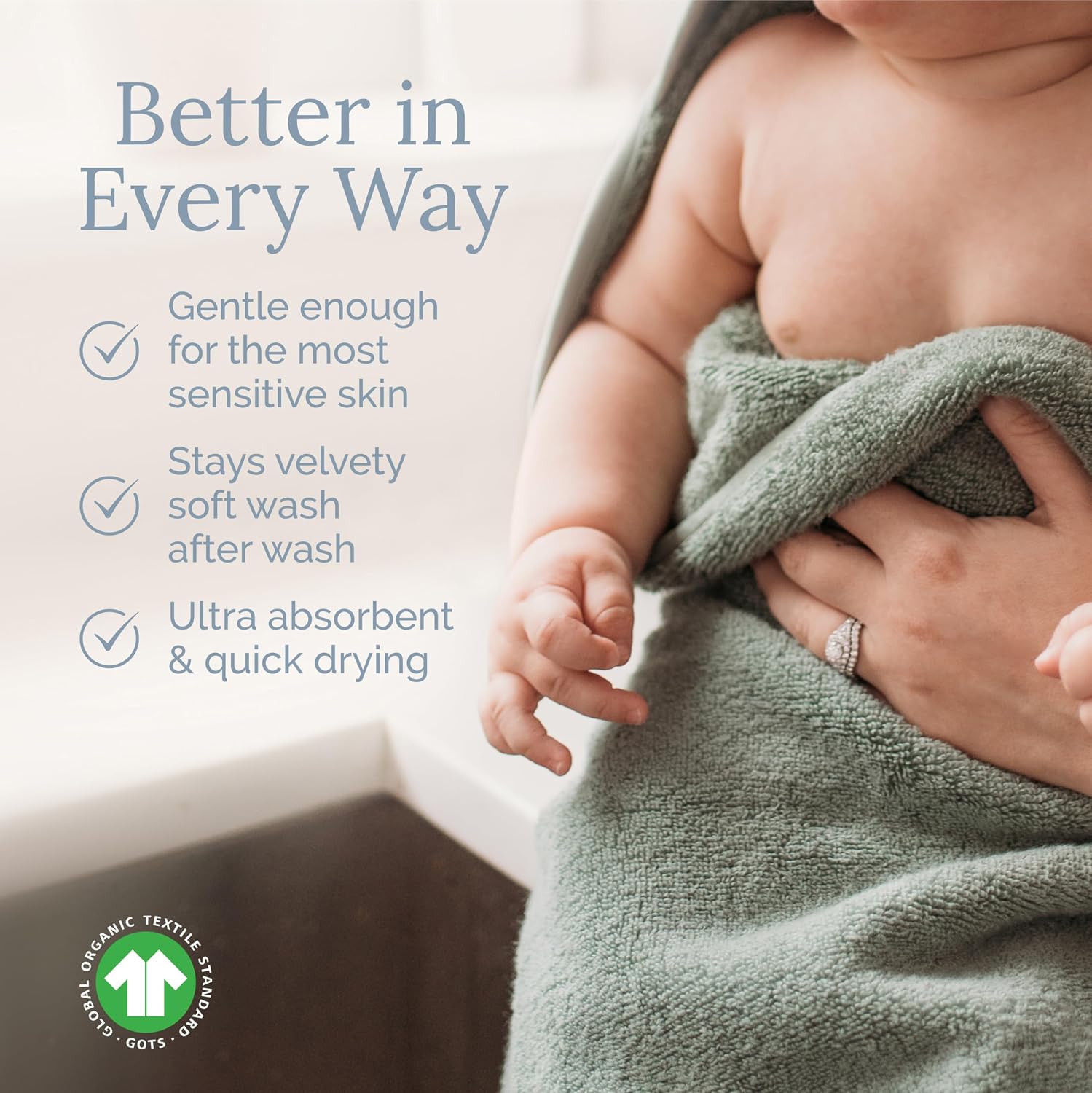 Natemia Hooded Baby Bath Towel - 100% Organic Cotton Baby Towels for Newborns, Toddlers, Boys, Girls - Soft Absorbent 450 GSM - Gentle on Sensitive Skin - Baby Shower Registry Gift (35" x 35")