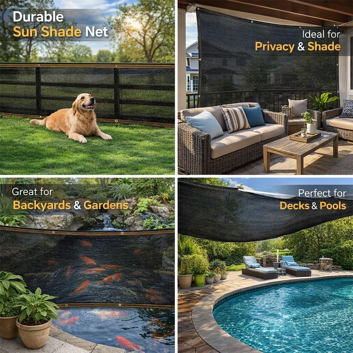 Black Shade Netting with Grommets, 50% UV Resistant Sun Shade Cloth Canopy for Pergola Backyard Patio Porch, Breathable Woven Mesh Windbreak Privacy Screen(18x27 FT/5.5x8.2m)
