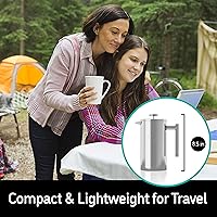 Vista 9 de Coffee Gator - Cafetera de prensa francesa de acero inoxidable 304 de 34 oz, tetera para té y café de doble pared aislada con sistema de filtración