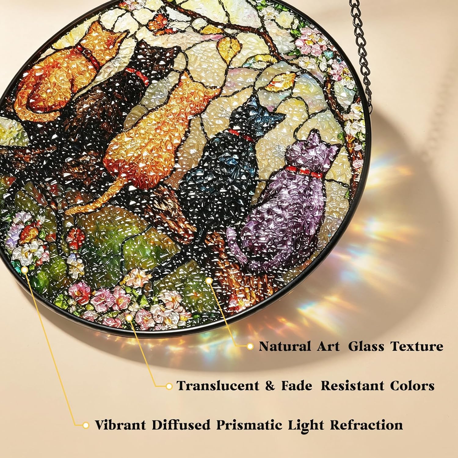 7.8 Inch Cat Window Hanging for Indoor Decor, Stained Glass Suncatcher image 5