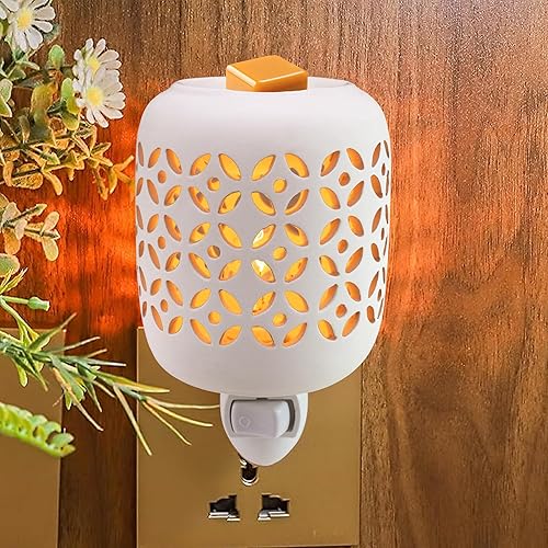 Miniatura 9 de CVHOMEDECO. Calentador eléctrico de cera para pared, calentador de fragancia de cerámica decorativo para velas perfumadas, cera derretida, tartas y